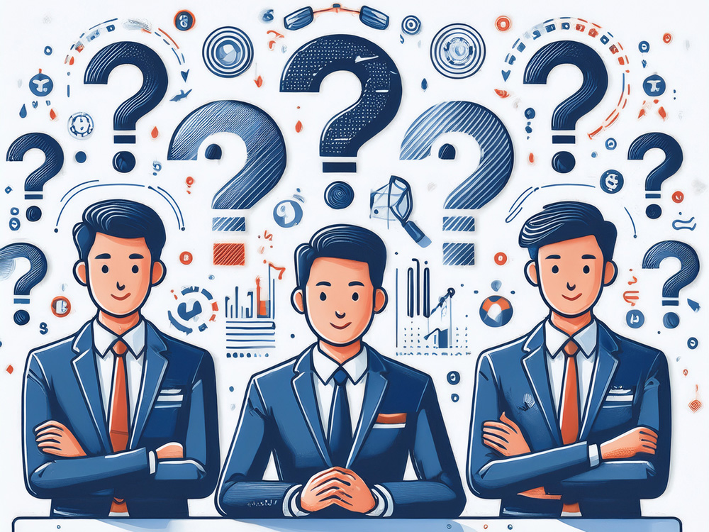Illustration of execs asking questions