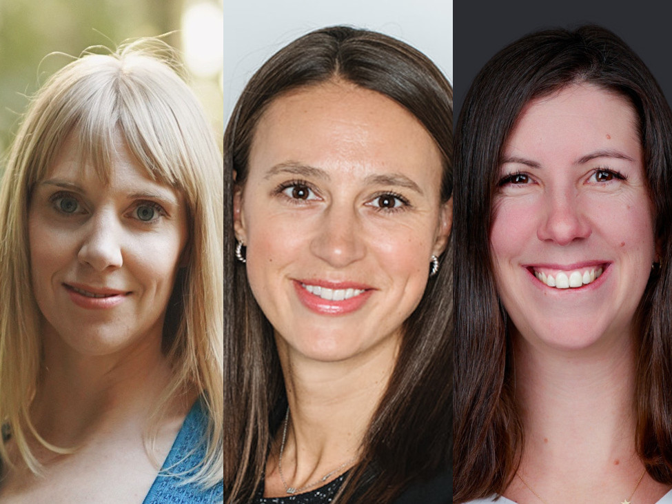 Photos of Kim Collins, Shelby McDonald and Olive Ojala.