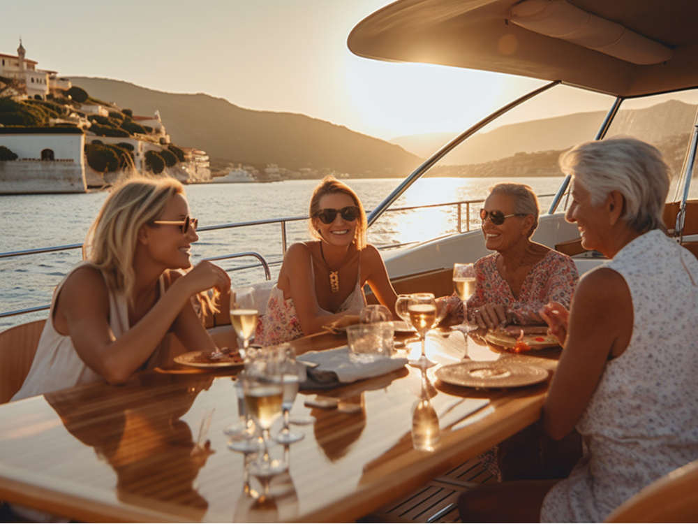 Photo of a wealthy family on a boat