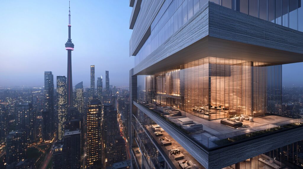Photo of Toronto highrise building at dusk, illustrating the crisis in the Canadian condo market and the opportunities it presents for family offices