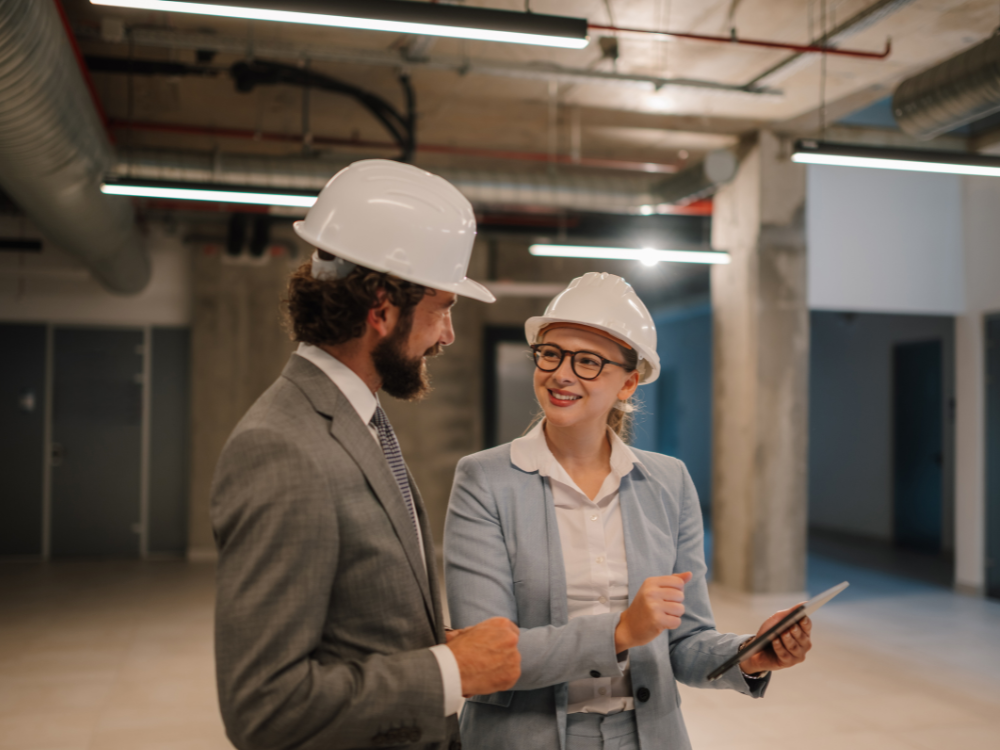 Two real estate investors surveying a building.