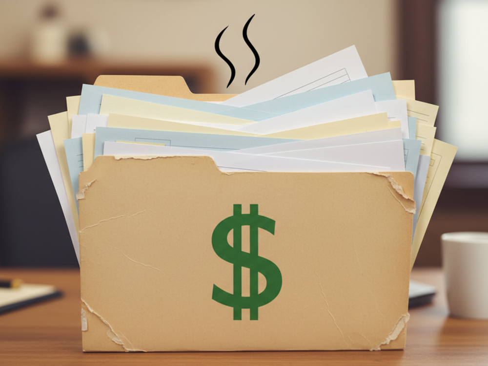 Image of files in a file folder.