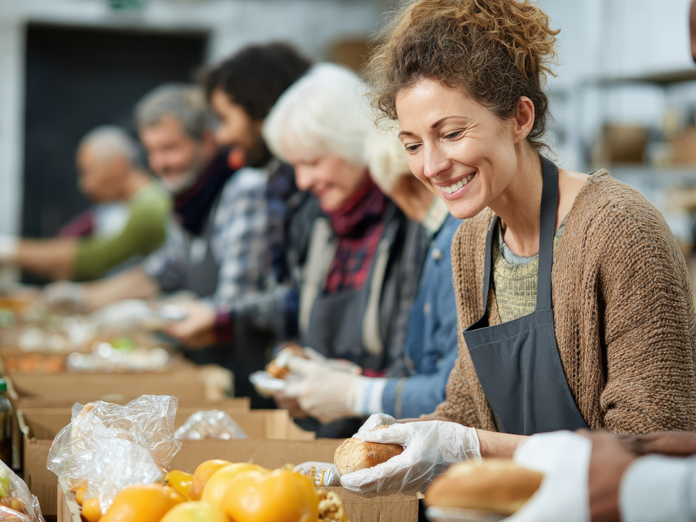 Picture of woman volunteering in a food bank