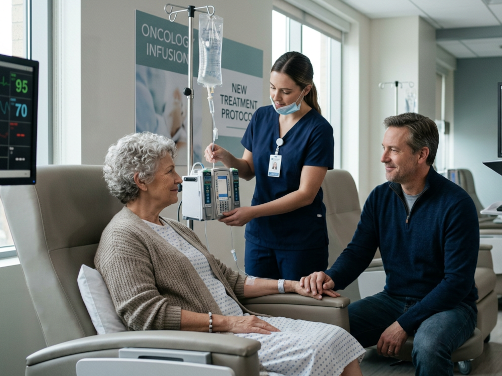 Photo of a woman receiving care in a hospital
