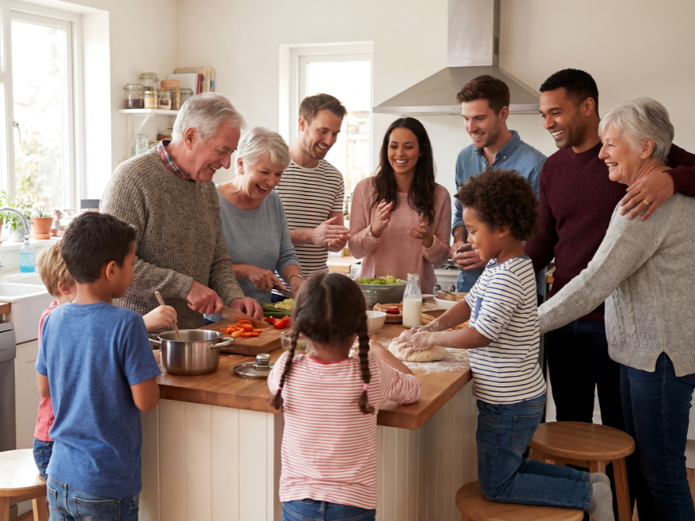 A photo of a well-to-do family interacting, illustrating the need for parents to have frank, open conversations with children about wealth