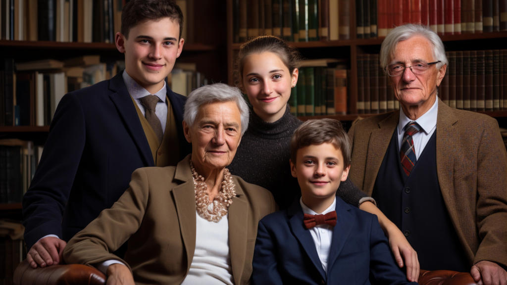 Portrait of wealthy family