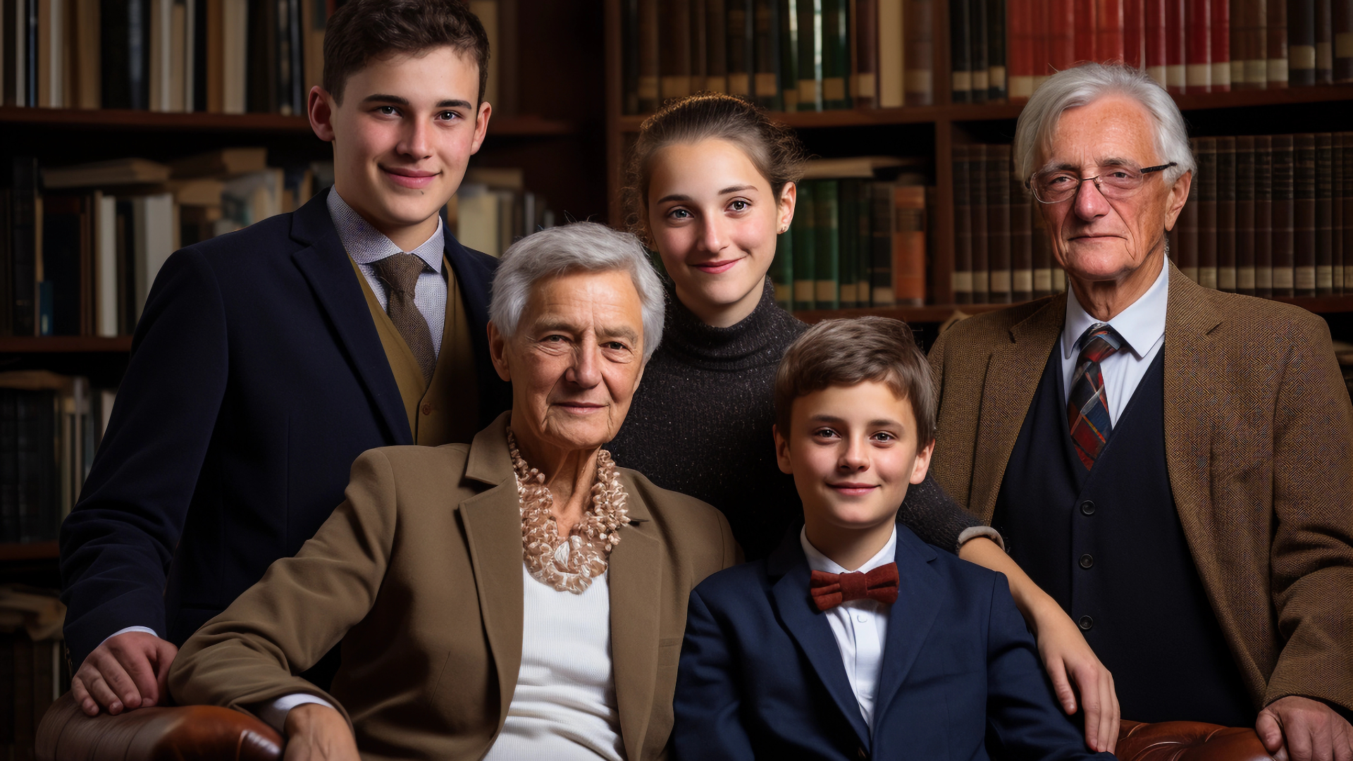 Portrait of wealthy family