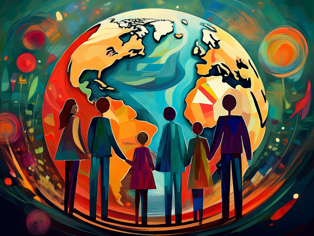 An illustration of a family looking at the Earth, representing the growing footprint and sophistication of family offices, as shown in the latest Citi Wealth report on global family offices