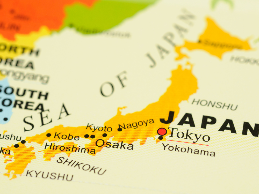 Image of Japan on a map